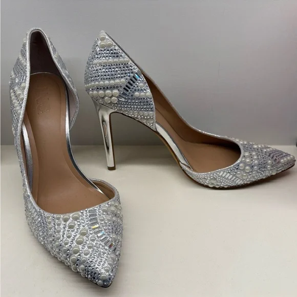 INC International Concepts Silver Embellished Heels - Picture 3 of 7
